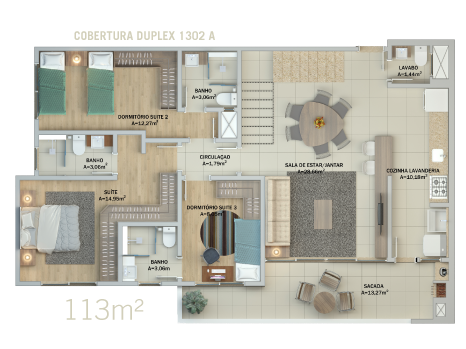 Planta duplex inferior apartamento sao jose